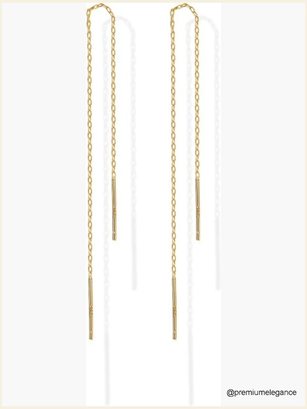 14K Gold Plated 925 Sterling Silver Post Threader Earrings Minimalist Chain